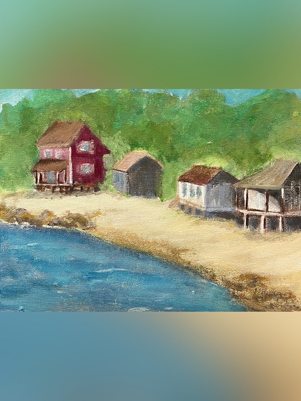 Original hand, paint it romantic beach, cottage wall decor, art